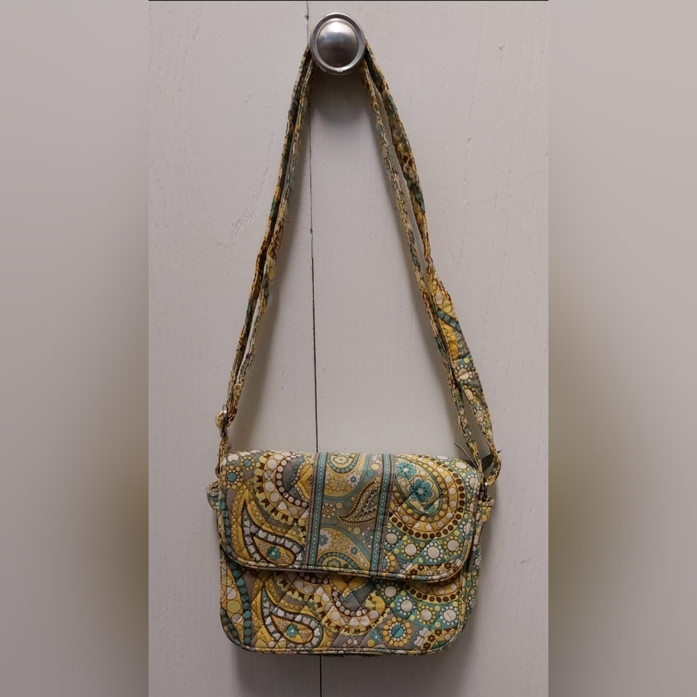 Vera Bradley Crossbody Lemon Parfait Paisley Rachel Quilted Colorful Bag Purse - Picture 2 of 6